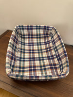 Longaberger Recipe Basket With Plaid Cloth Liner Wood Lid
