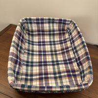 Longaberger Recipe Basket With Plaid Cloth Liner Wood Lid