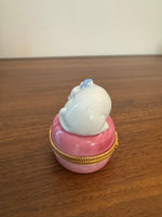 Porcelain Trinket Box Sleeping Cat Kitten
