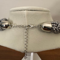 Silver-tone Braided Glass Beaded Necklace