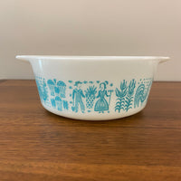 Vintage PYREX 472 1 1/2 pt Glass Pint Cinderella Dish Amish Blue Butterprint