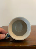 Polish Pottery Hand-Decorated Stoneware Mug – Blue Floral & Dot Pattern, Made in Poland

