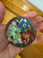 Handmade Glass Art Paperweight Flowers in Clear
