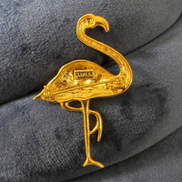 Napier Flamingo Gold-Tone Enameled Pink Rhinestone Brooch