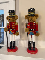 Christmas Holiday Decor Martha Stewart Teddy Bear Nutcracker Figurine Set of 2
