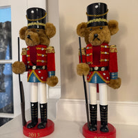Christmas Holiday Decor Martha Stewart Teddy Bear Nutcracker Figurine Set of 2