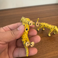 Brass Enameled Cloisonne Cheetah Set of 2 Figurines