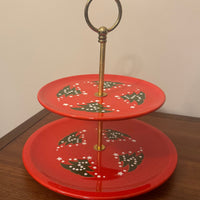 Vintage Waechtersbach West-Germany Christmas Tree Cookies 2 Tiered Stand