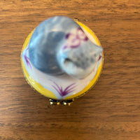 Limoges France Small Porcelain Trinket Box Cat