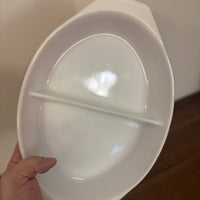 Pyrex Orange-Caramel-White Oval Glass Double-Divided Casserole Dish 1qt