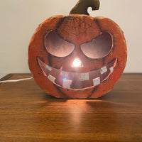 Lighted Wooden Halloween Decor Jack-O'-Lantern