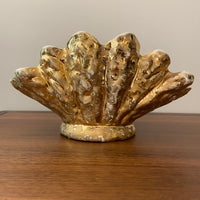 Vintage Ceramic Vase Gilded 24K Gold Luster Shell Shaped 1950s