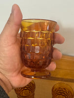 Vintage Small Amber Indiana Glass Whitehall Footed Tumblers Set of 4 Glasses 4oz
