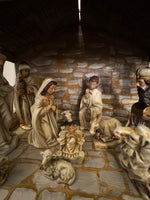 Vintage Nativity Set Japan Papier Mache with Handmade Manger
