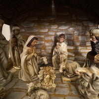 Vintage Nativity Set Japan Papier Mache with Handmade Manger