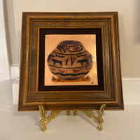 Vintage Framed Enamel-Copper Native American Design Artistry Palm Desert