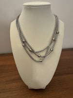 Stylish MX Silvertone Triple Strand Necklace Fashion Jewelry
