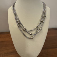 Stylish MX Silvertone Triple Strand Necklace Fashion Jewelry