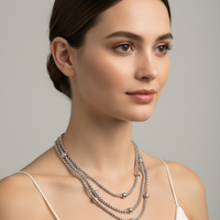 Stylish MX Silvertone Triple Strand Necklace Fashion Jewelry