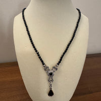1928 Brand Black Glass Rhinestone Pendant Necklace Jewelry