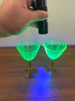 Vintage Amber-tone Stemmed Uranium Glass Goblet Set of 2
