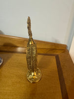 Antique Metal Glass Perfume Bottle with Crystal Dauber
