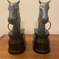 Bronze Horse Head Resin Base Bookend Set of 2