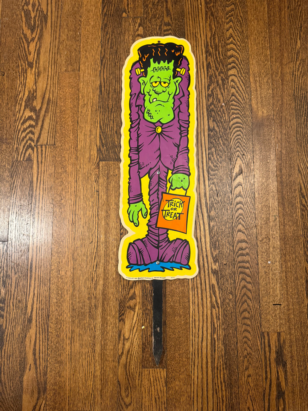 Vintage Frankenstein Halloween Sign Yard Art Impact Plastics
