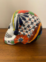 Mexican Blueorange Pottery Skull Day of the Dead
