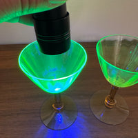 Vintage Amber-tone Stemmed Uranium Glass Goblet Set of 2