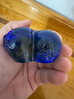 Handmade Luili Gongfang Glass Art Paperweight Blue-Amber Cow
