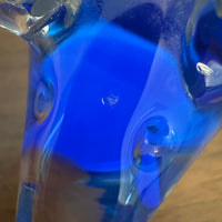 Handmade Clear and Blue Glass Mouse Figurine Paperweight