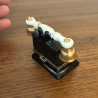 Vintage Porcelain Trinket Box Telephone Shaped