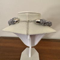 Silver-tone Braided Glass Beaded Necklace