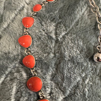 Vintage Orange Enamel Metal Fashion-Costume Necklace