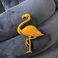 Napier Flamingo Gold-Tone Enameled Pink Rhinestone Brooch