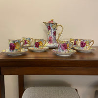 Vintage Hand-painted Porcelain Chocolate Coffee Pot Set