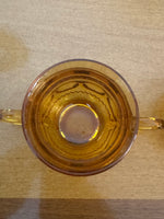 Vintage Indiana Glass King's Thumbprint Amber Glass Sugar Bowl and Creamer Set
