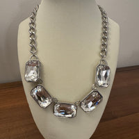 Necklace Large Crystals Cut Fashion Jewelry