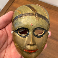 Vintage Painted Brass Tragedy Comedy Masks Set of 2