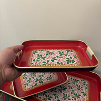 Vintage Laquer Christmas 3 Trays
