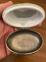 Limoges France Chanill Cat Porcelain-Pewter Trinket Box
