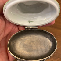 Limoges France Chanill Cat Porcelain-Pewter Trinket Box