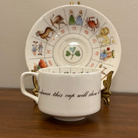 Vintage Royal Kendal Fortune Zodiac Cup and Saucer Reading Cup Bone China