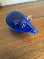Handmade Clear and Blue Glass Mouse Figurine Paperweight
