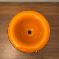 Vintage Czech Glass Halloween Hues Yellow-Orange Black Stem Bowl-Vase