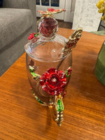 BTaT Brew To Tea A Cups with Lids Spoons Butterfly Flowers Design Glass Set
