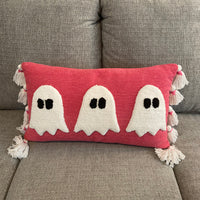 Hot Pink Throw Pillow Halloween Ghost Decor with Tassels