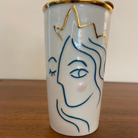 Starbucks Mermaid-Princess Embossed Porcelain Travel Mug Tumbler 10oz