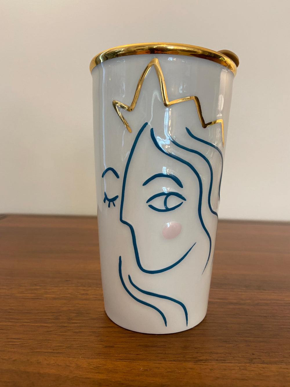 Starbucks Mermaid-Princess Embossed Porcelain Travel Mug Tumbler 10oz